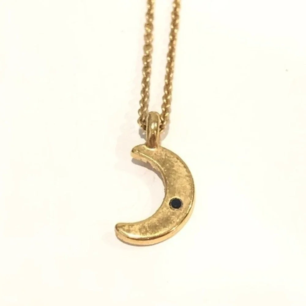 Wren Gold and Sapphire Moon Necklace - Picture 3 of 10